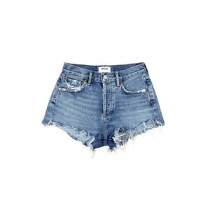 Agolde Blue Distressed High-Rise Denim Jean Shorts